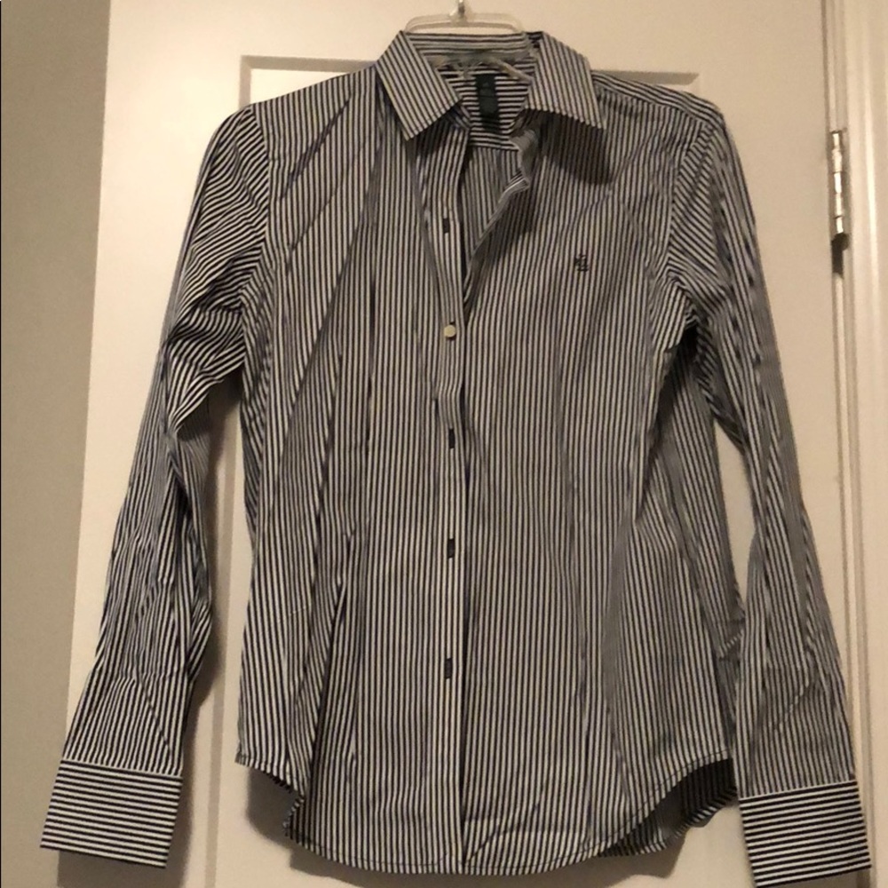 Lauren Ralph Lauren Navy and White Button Up
